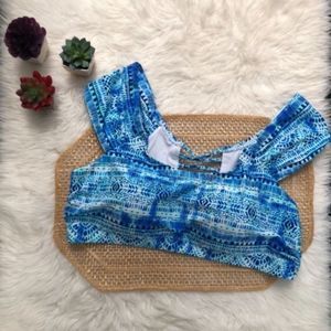 Swimsuits for All Blue Ladder Back Swim Top